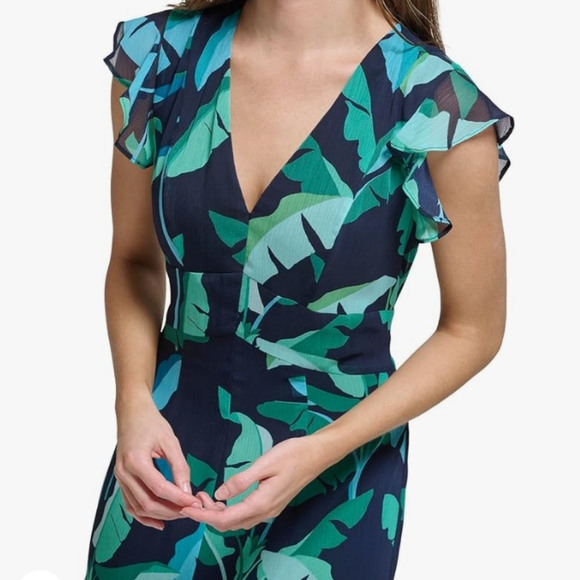 Tommy Hilfiger Tropical Leaf Print High-Low Dress, Sz 16 - Picture 13 of 14